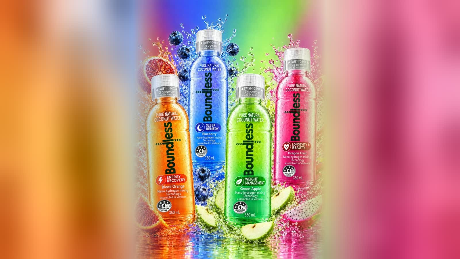 Four Boundless functional coconut waters