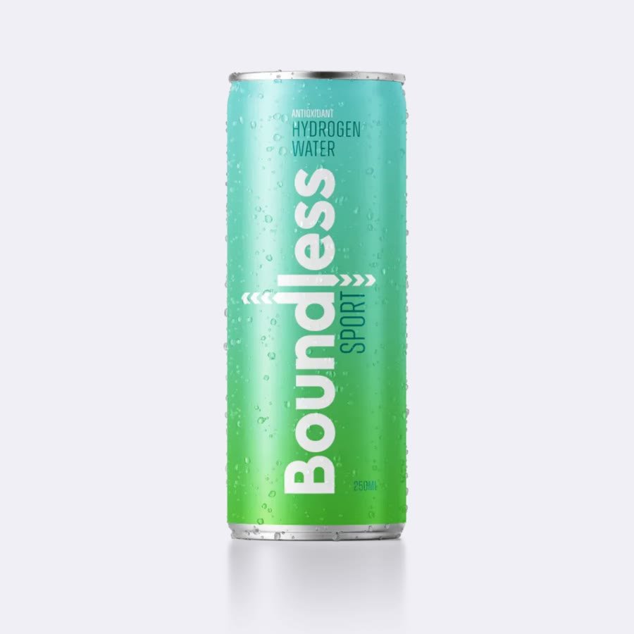 Boundless Sport hydrogen water, 250 mL aluminum can